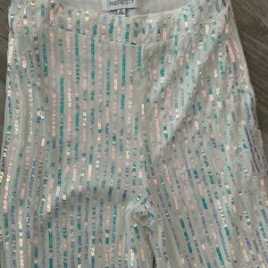 Sequin white pants